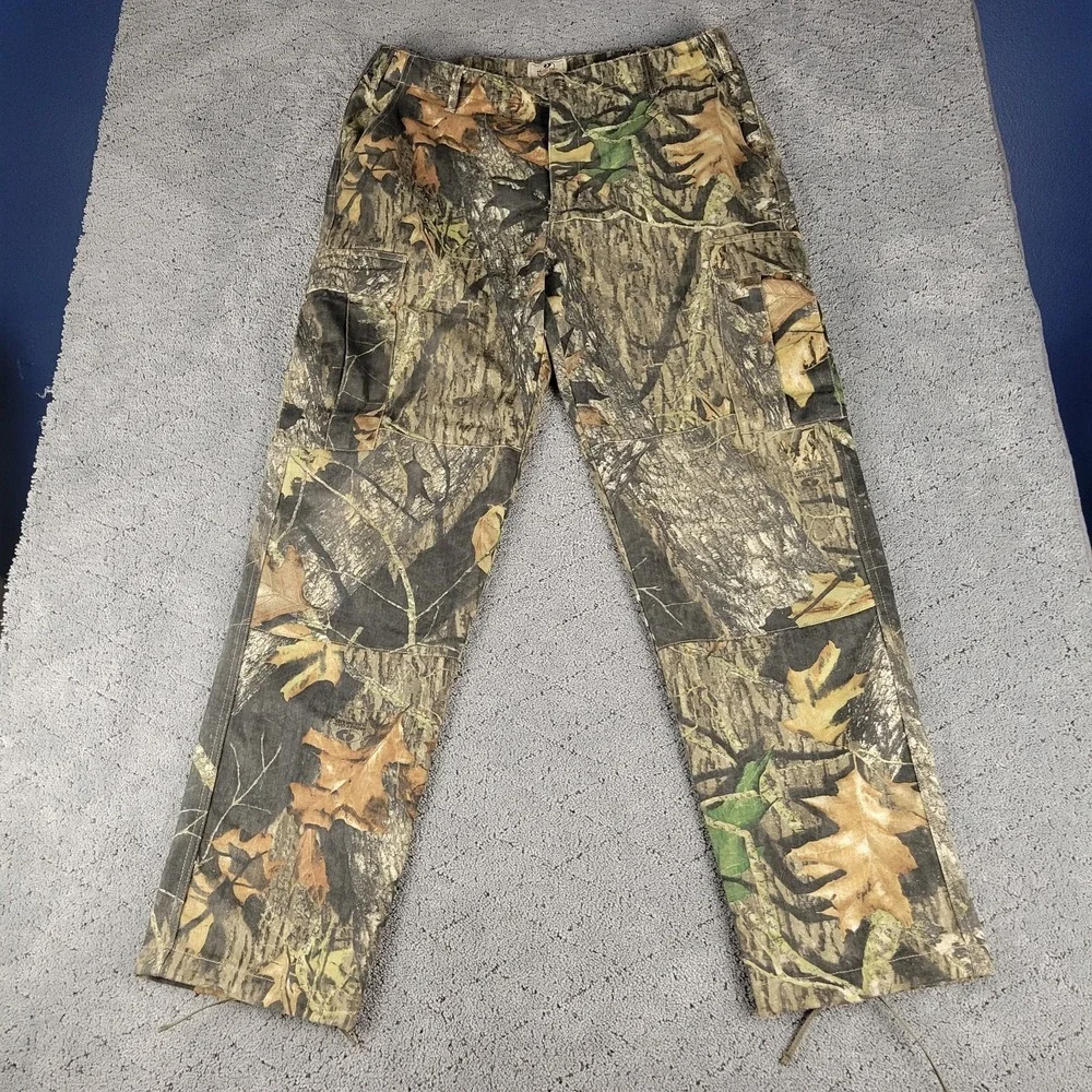 Mossy Oak Pants Mens 38x34 Camo Cargo Double Knee Break Up Hunting Outdoors